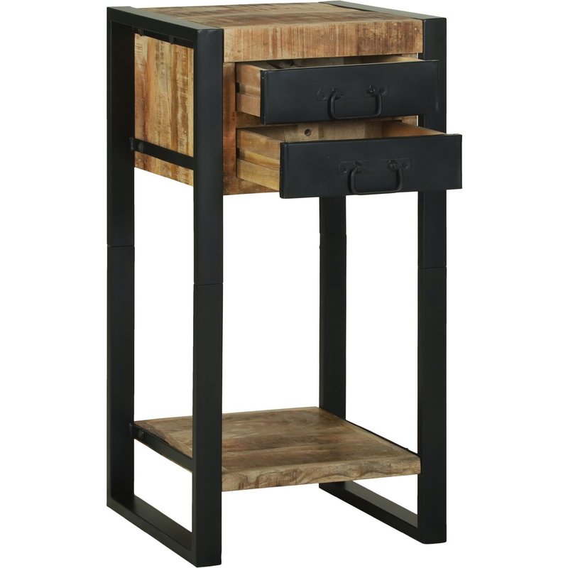 Tables D'appoint Vidaxl Bois Naturel Et Noir Bois De Manguier Massif, Métal