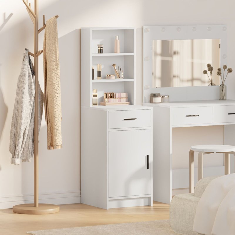 Highboard Vidaxl Blanc 40x41x135 Cm En Bois D'ingénierie