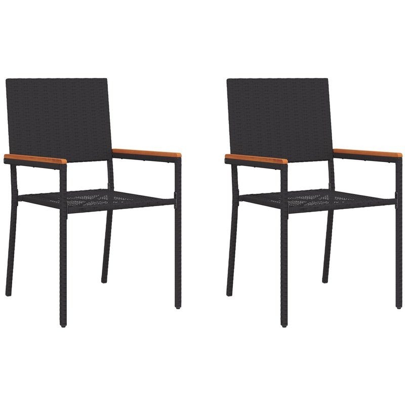Vidaxl Chaises De Jardin Empilables Avec Coussins - Set De 2 Pièces En Rattan Poly Noir