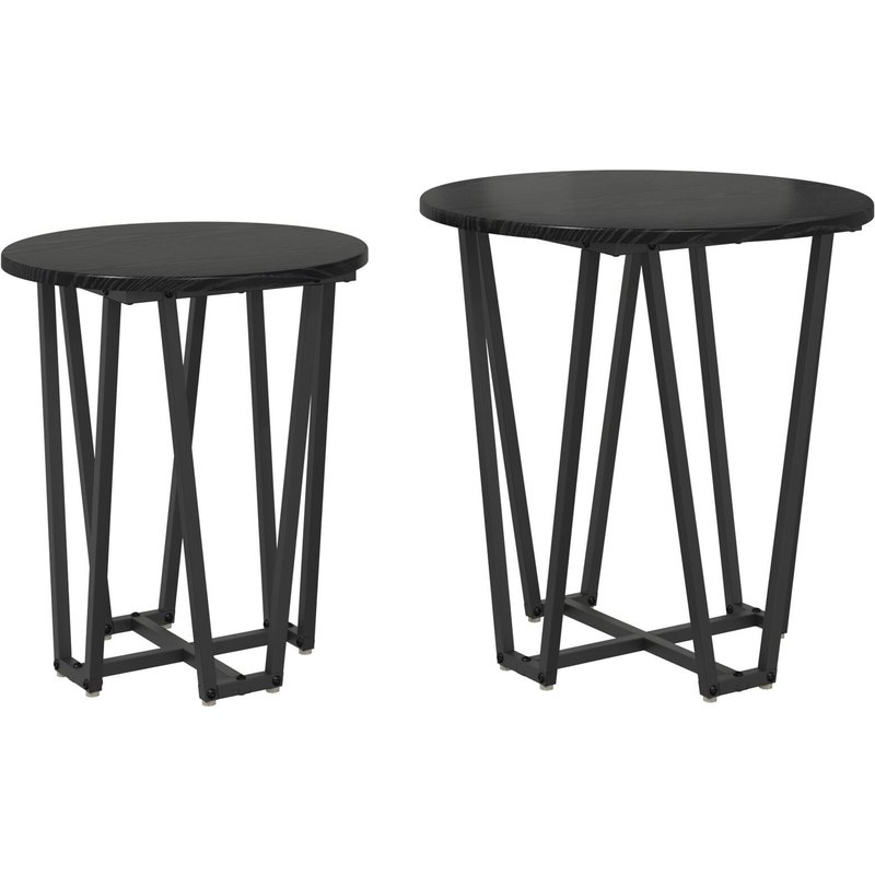 Vidaxl Ensemble De Tables D'appoint De 2 Pièces - Chêne Noir Mdf Et Métal