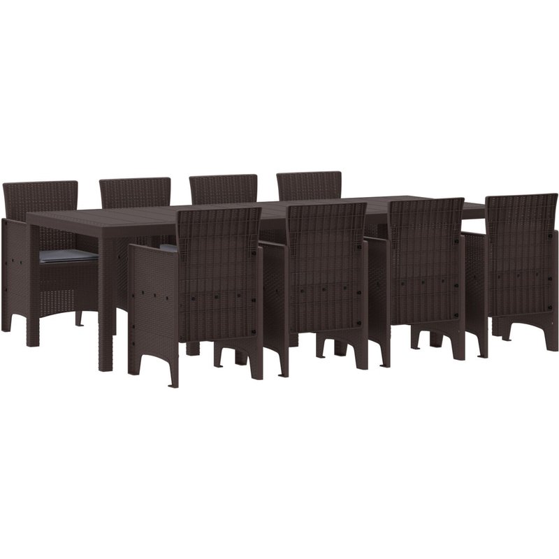 Vidaxl Ensemble Salle À Manger Jardin 9 Pièces Avec Coussins Marron Poly Rattan