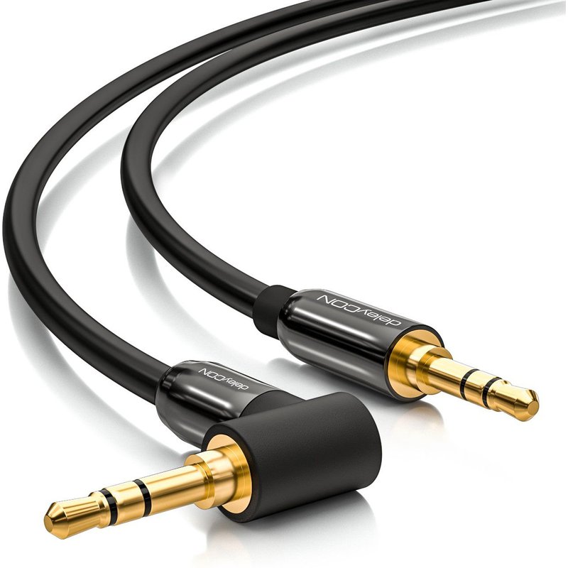 2m Câble Jack 3,5mm AUX Câble Stéréo Câble Audio Prise Jack 1x Courbée à 90° pour PC Smartphone Tablette Voiture Lecteur Hi-Fi - Noir
