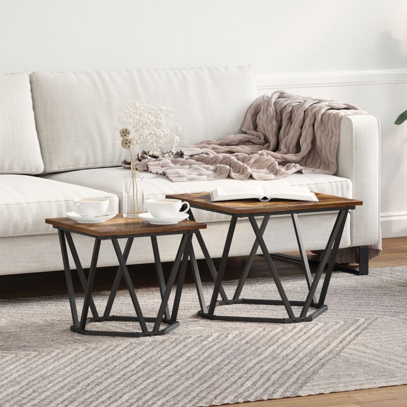 Vidaxl ChĂȘne FumĂ© Cadre En MĂ©tal Et Plateau En Bois Moyenne Durable