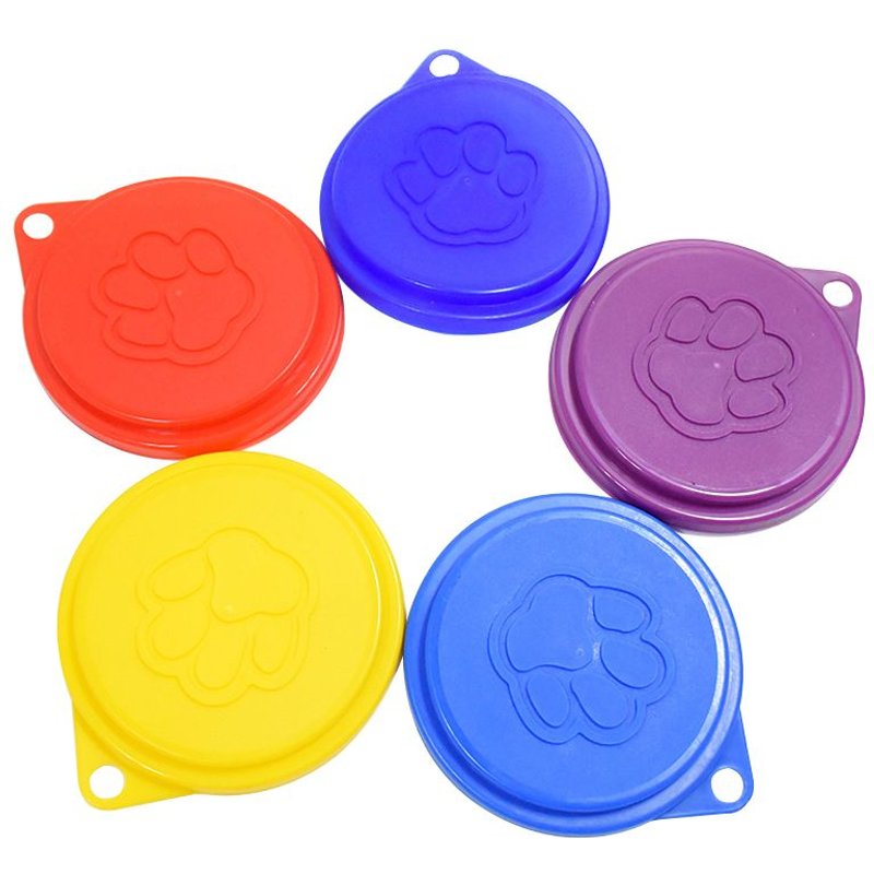 2 Pièces Couvercle De Nourriture De Boîte De Conserve De Compagnie Réutilisablede Conserve D'animaux De Compagnie Frais Imprimé Capsules De Couvercle En Plastique,Couleur Aléatoire