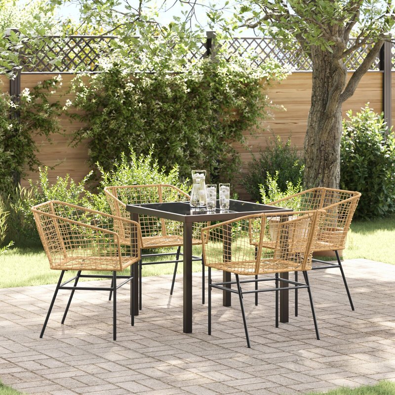 Vidaxl Set De Salle À Manger De Jardin 5 Pièces En Poly Rattan Marron
