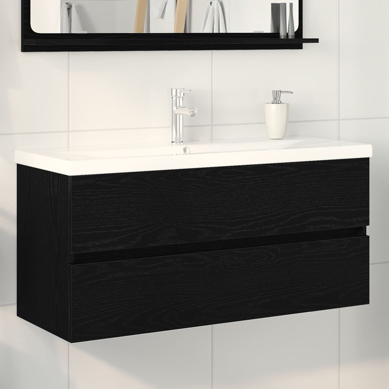 vidaXL Cabinet de lavabo avec Ă©vier intĂ©grĂ© ChĂȘne noir Bois d'ingĂ©nierie