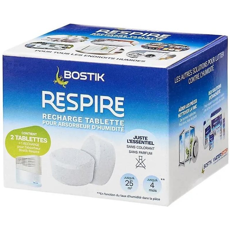 Lot 2 tablettes pour absorbeur d'humidité Respire Bostik 25m²