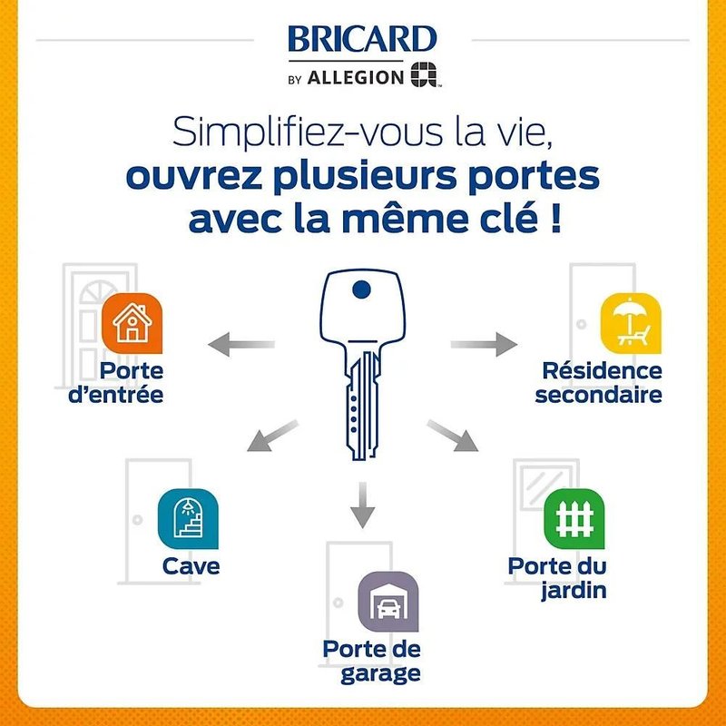 2 cylindres débrayables Bricard 30x45/30x30 mm avec 6 clés