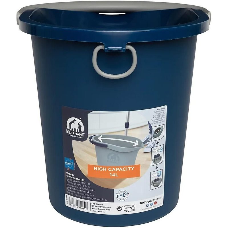 Seau design France 14L Elephant bleu