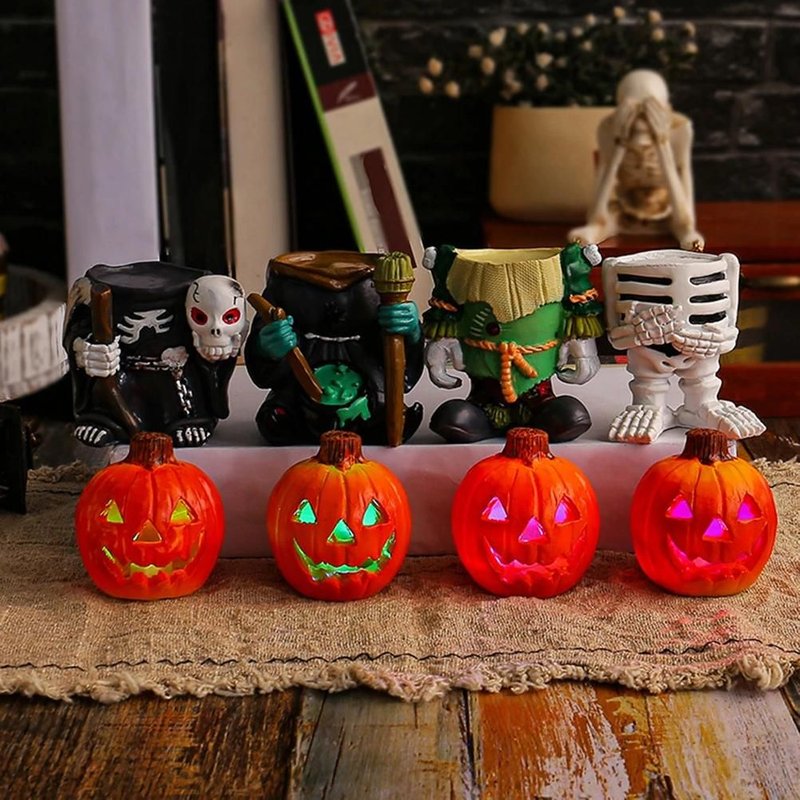 Citrouilles Chevaliers Ornement De Jardin Avec Led Lumière Horreur Décoration Intérieure Ornement Pour Bureau À La Maison A
