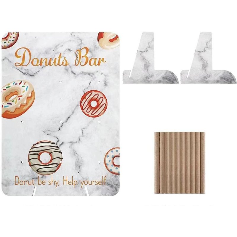 Présentoir À Beignets En Bois Multipurpose Diy Dessert Cake Display Rack Festival Donuts Support Mural Blanc