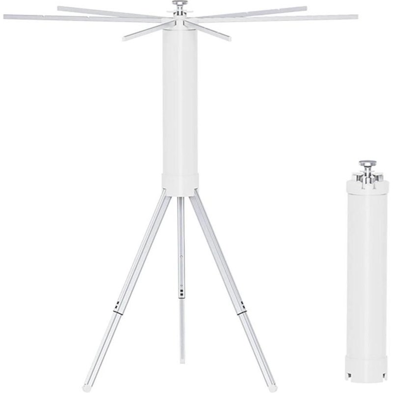 Portable Pliant VĂȘtements SĂ©choir Ăconomisant De L'espace TrĂ©pied VĂȘtements Poteau Pour Voyage En Plein Air Blanc