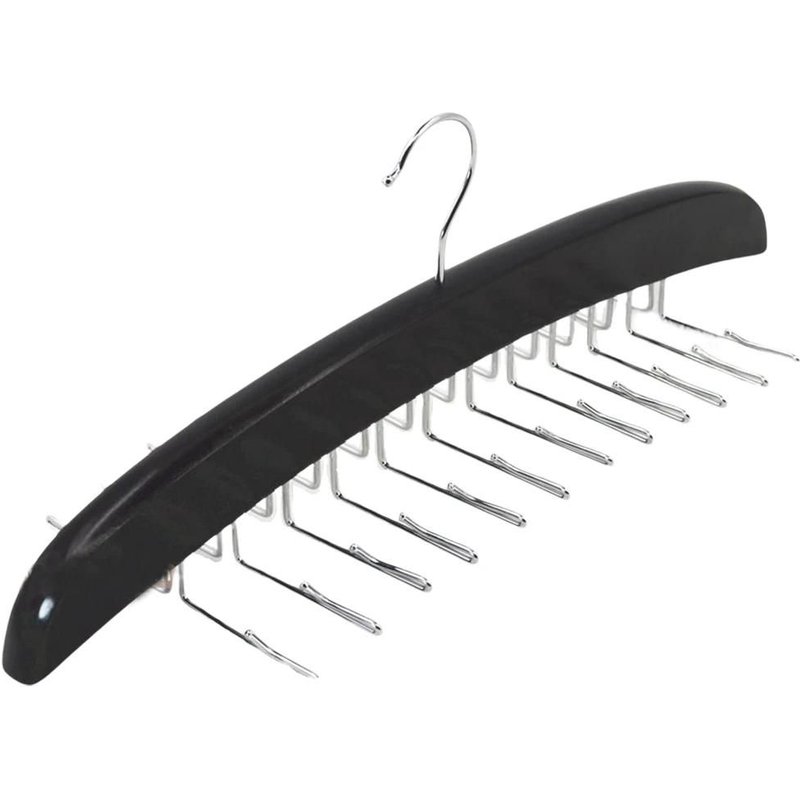 Porte-VĂȘtements En Bois - Rangement Pour Attaches Pliantes Et Ceintures Avec 24 Crochets,Noir Noir