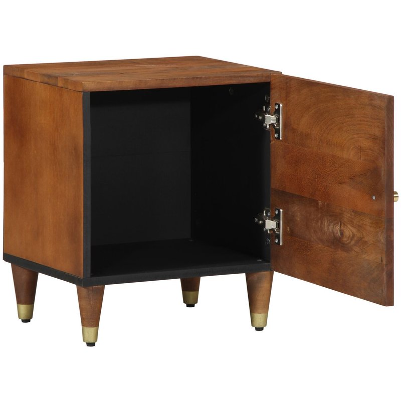 Tables De Chevet Vidaxl Marron Miel Avec Accents Dorés Bois Massif Moyen