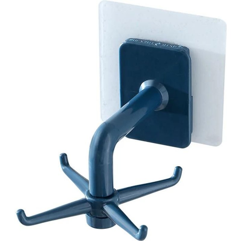 Crochet Rotatif Sans Poinçon Rack De Rangement De Cuisine Petits Articles Cintres Muraux Pour La Cuisine Salle De Bain Bleu