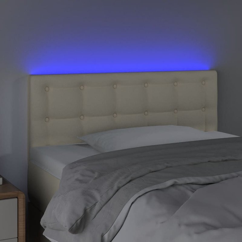 Tête De Lit Accessoire Couchage Chambre À Coucher Meuble À Led 100 X 5 X 78/88 Cm Synthétique Crème Tdl0201679