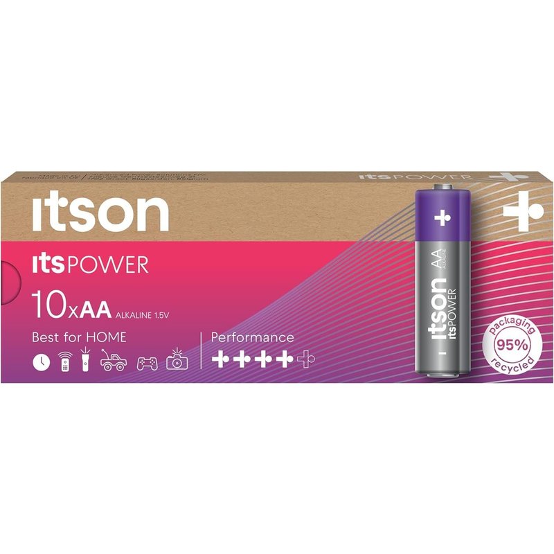 ITSON Pack de 10 Piles Alcalines LR6/AA 1,5V ItsPOWER
