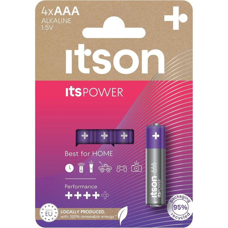ITSON Pack de 4 Piles Alcalines LR03/AAA 1,5V ItsPOWER