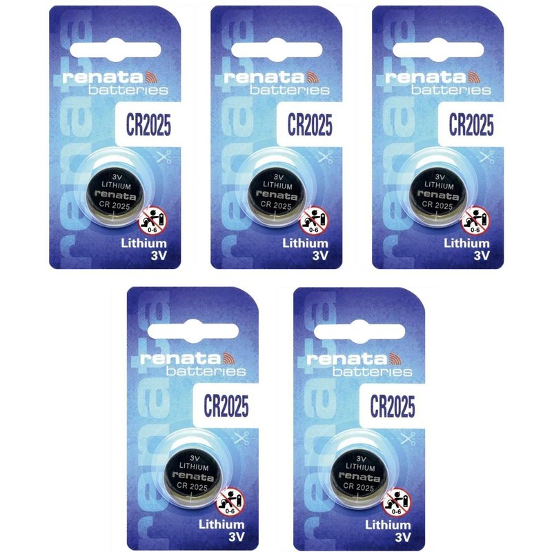 RENATA Lot de 5 Blisters de 1 Pile bouton lithium CR2025 3V 165 mAh