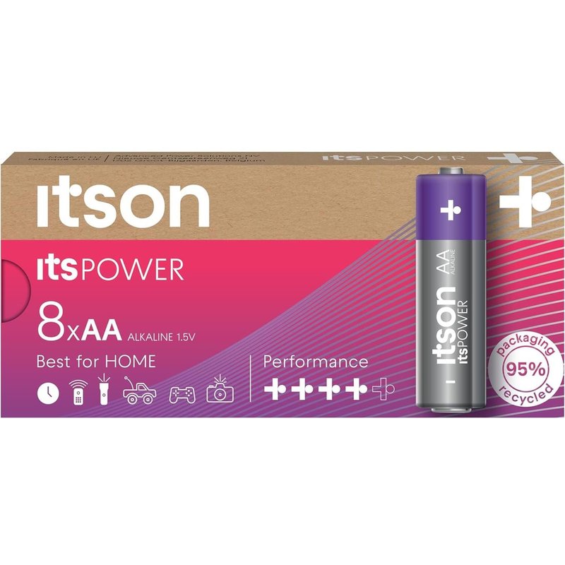 ITSON Pack de 8 Piles Alcalines LR6/AA 1,5V ItsPOWER