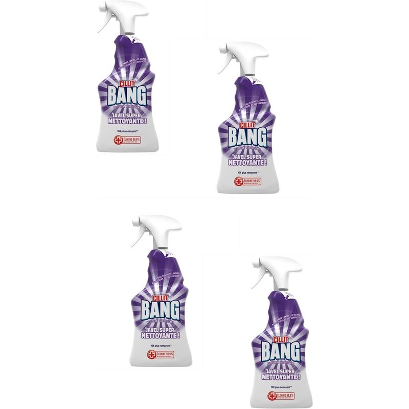 CILLIT BANG Lot de 4 Pistolets de 750 ml Nettoyant Surpuissant Javel 10X plus nettoyante