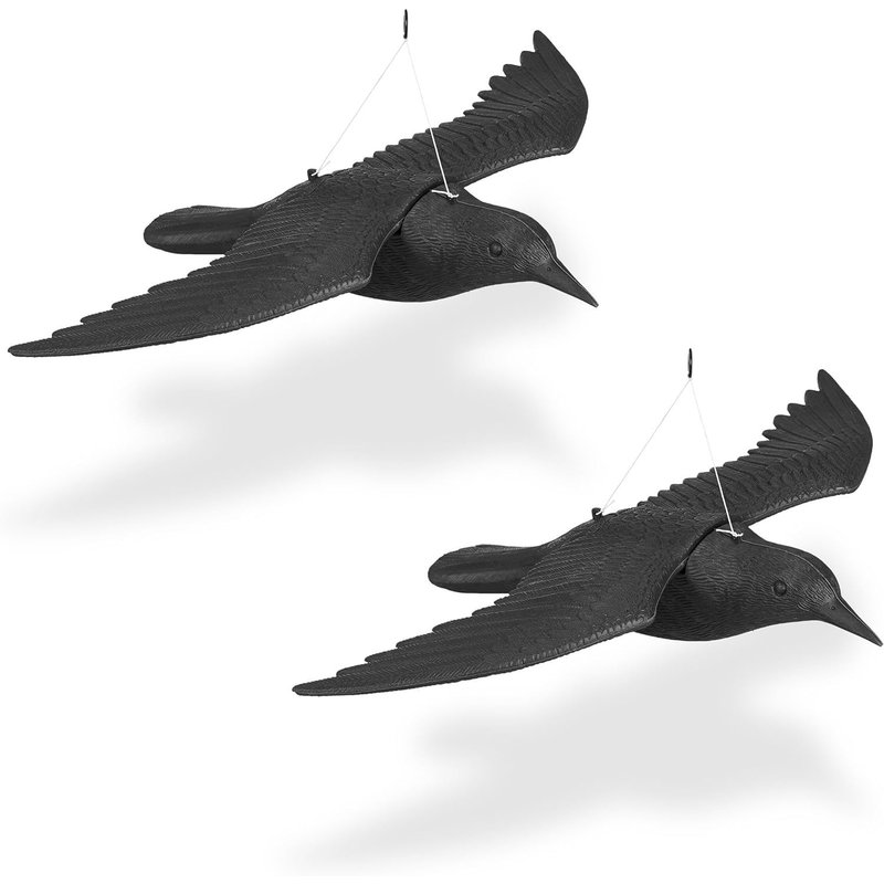 Corbeau Anti-Pigeon, Lot de 2, Ă Suspendre, effaroucheur Oiseaux, pour Jardin et Balcon, Plastique, Noir