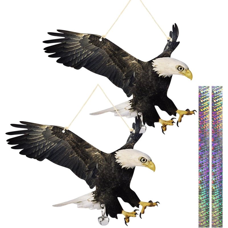 Repulsif Pigeon Anti Pigeons Pour Balcon, Effaroucheur Oiseaux 2 Pièces, Plat Faux Faucon Effaroucheur Oiseaux, Répulsif Oiseaux Exterieur avec Bande Réfléchissante, Eloigner Les Oiseaux Jardin