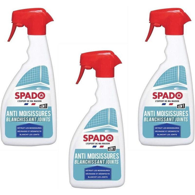 Spado Lot de 3 Pistolets 500 ml Anti Moisissures Blanchisseur de joints