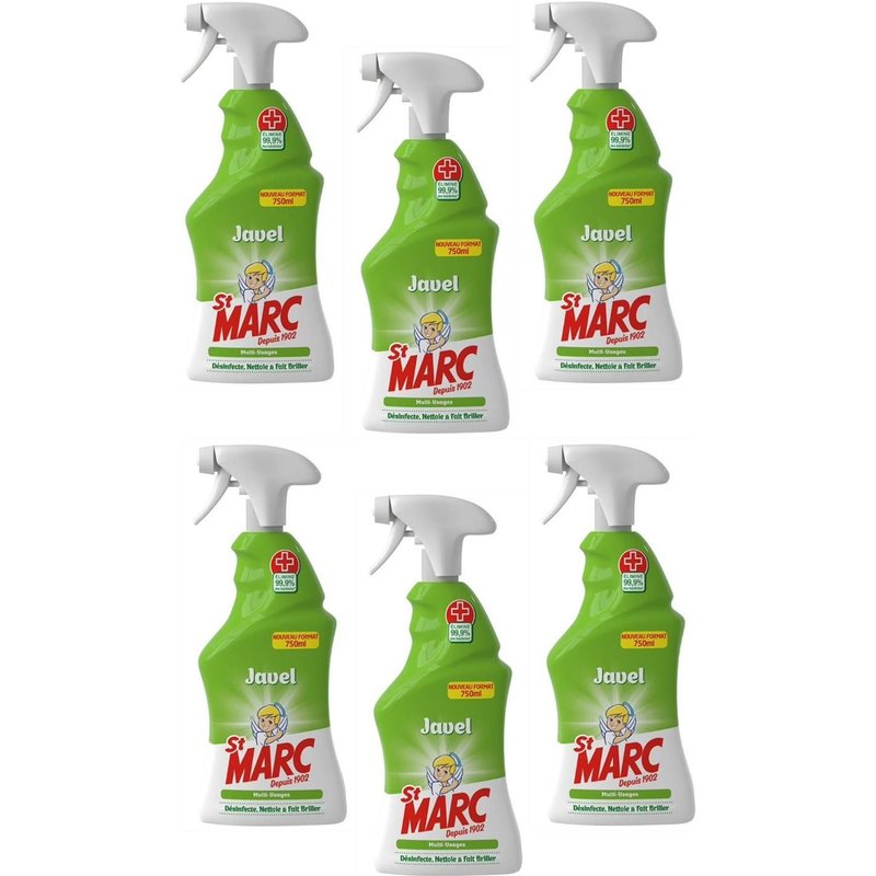 ST MARC Lot de 6 Pistolets Spray Nettoyant Multi-Usages avec Javel - 750 ml
