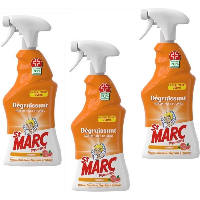 ST MARC Lot de 3 Pistolets Dégraissant Soleil de Corse 750ml