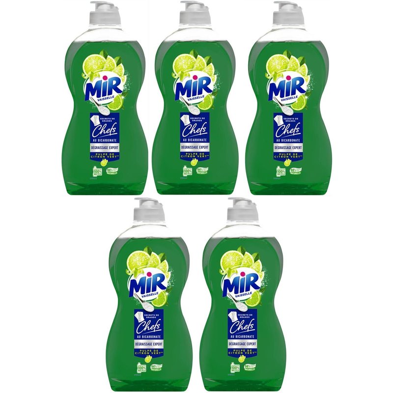Mir Lot de 5 Vaisselles Secrets de Grands Chefs Citron Vert ¿ Liquide Vaisselle Main (450mL)