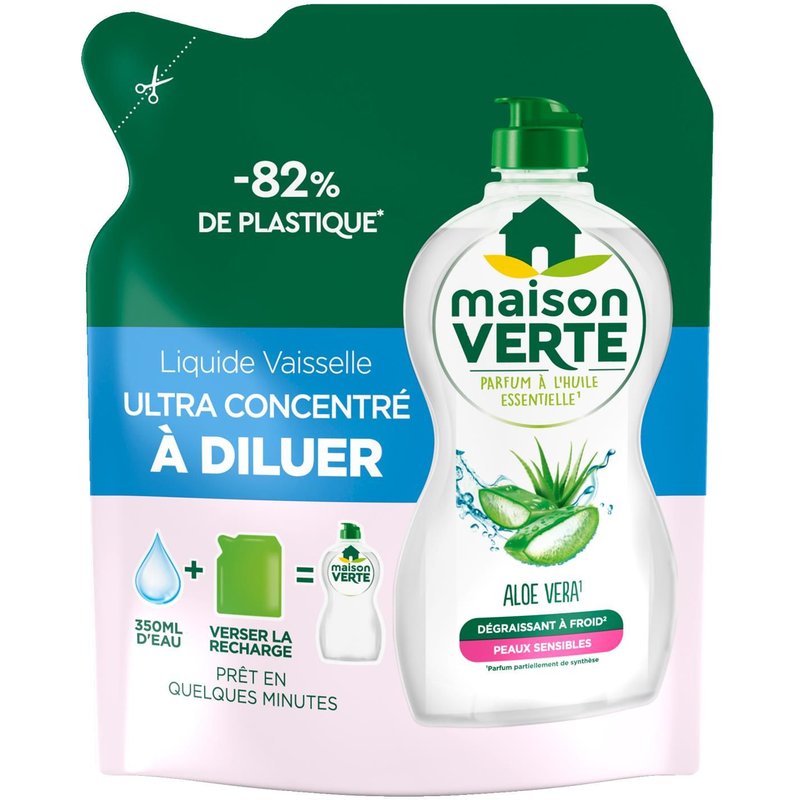 MAISON VERTE Liquide Vaisselle Ultra concentré à Diluer Aloe Vera 150ml