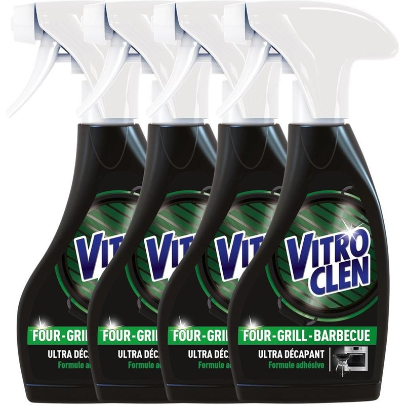 VITROCLEN Lot de 4 Sprays nettoyant ultra décapant four-grill-barbecue - 250 ml