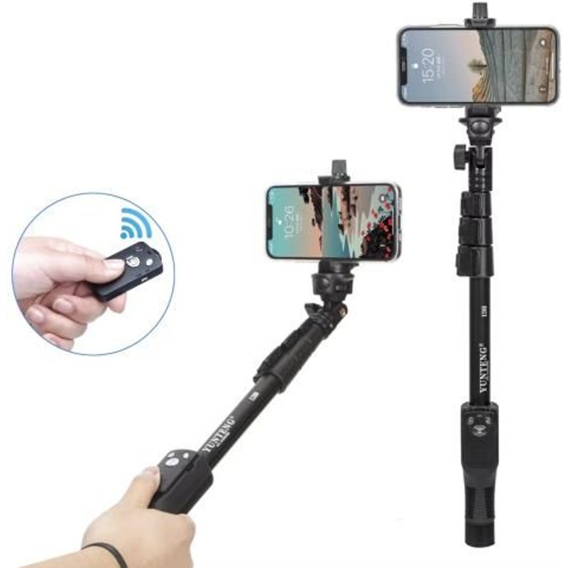 Perche À Selfie Réglable Yunteng 1288 (128 Cm) En Alliage D'aluminium Avec Télécommande Bluetooth Pour Appareil Photo De Téléphone Portable (Noir)