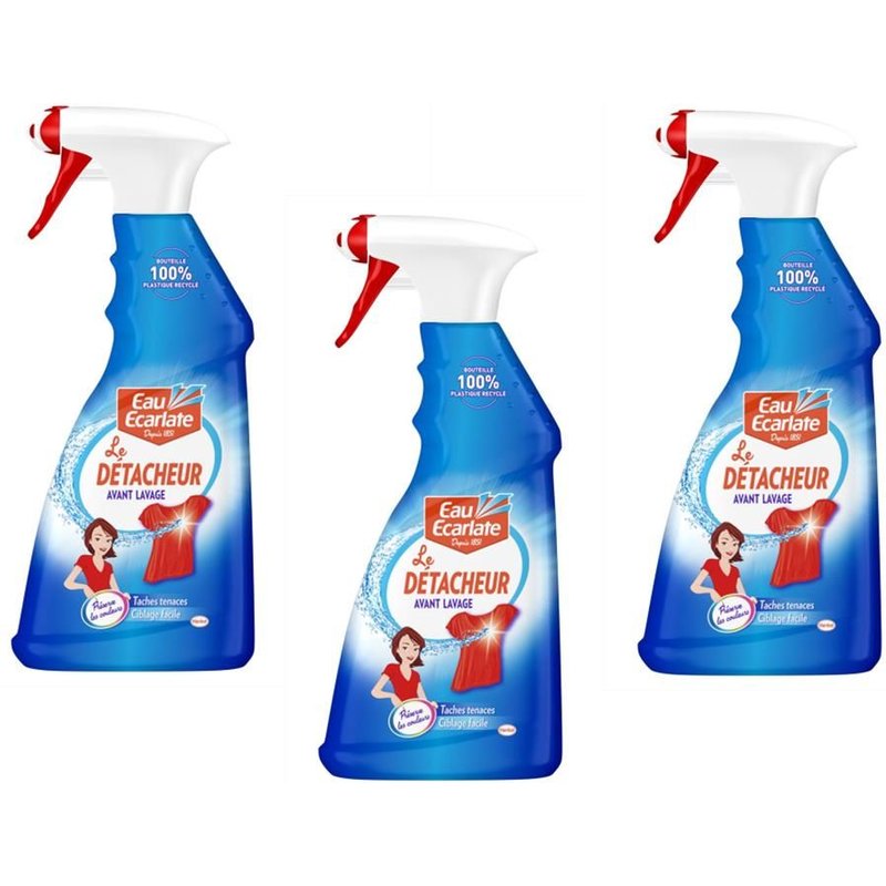 Eau Ecarlate Lot de 3 Détachants ¿ Pistolet (0.500L) ¿ Détachant avant-lavage