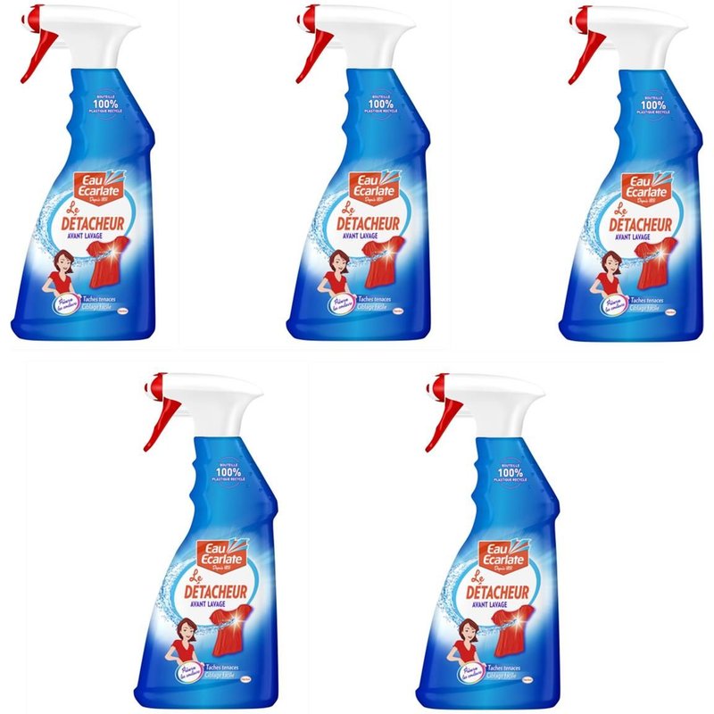 Eau Ecarlate Lot de 5 Détachants ¿ Pistolet (0.500L) ¿ Détachant avant-lavage