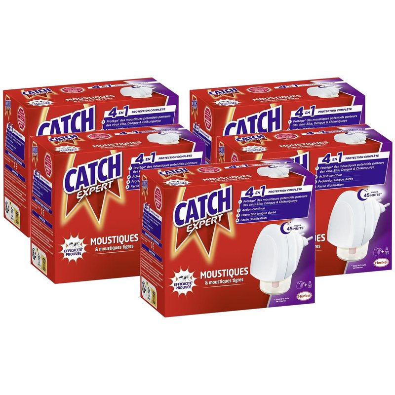 CATCH Lot de 5 Diffuseurs électrique Moustiques Répulsif 45 nuits