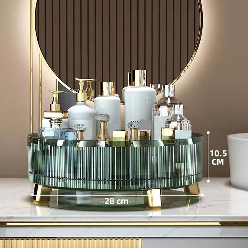 Rack De Rangement De Cuisine Rotatif 360° Stockage D'épices Polyvalent Boîte De Rangement Rotative De Grande Capacité Tiroir De Rangement Cosmétique Transparent Vert Si