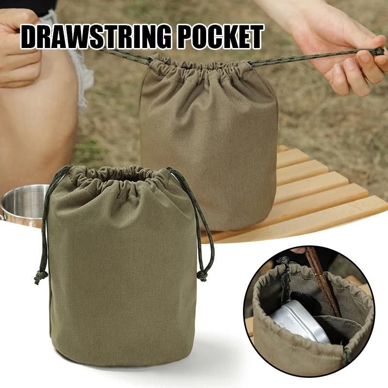 Sac De Rangement À Cordon De Serrage En Tissu En Toile Portable De Grande Capacité Sac De Table De Camping En Plein Air Sacs De Rangement Divers Nouveau