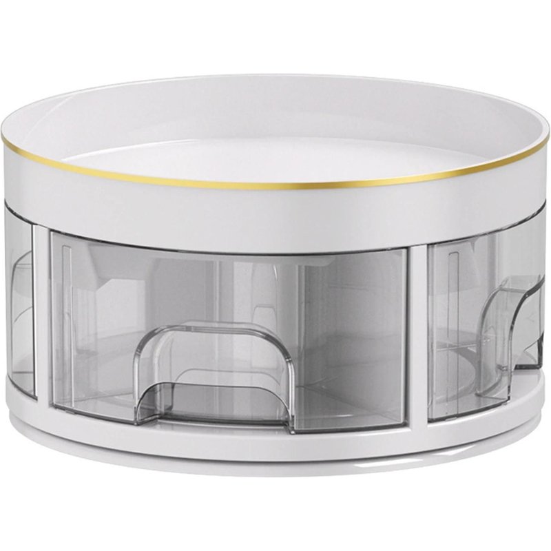 4 En 1 Double Couche D'assaisonnement Rack 360° Ratable Boîte De Rangement D'épices Pour La Cuisine À La Maison