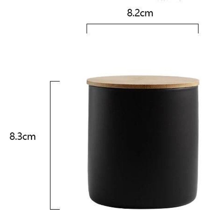 Boîtes De Rangement D'ustensiles En Céramique Crock Récipient À Café Avec Couvercle Pour Les Aliments Produits Secs Cuisine Noir,S