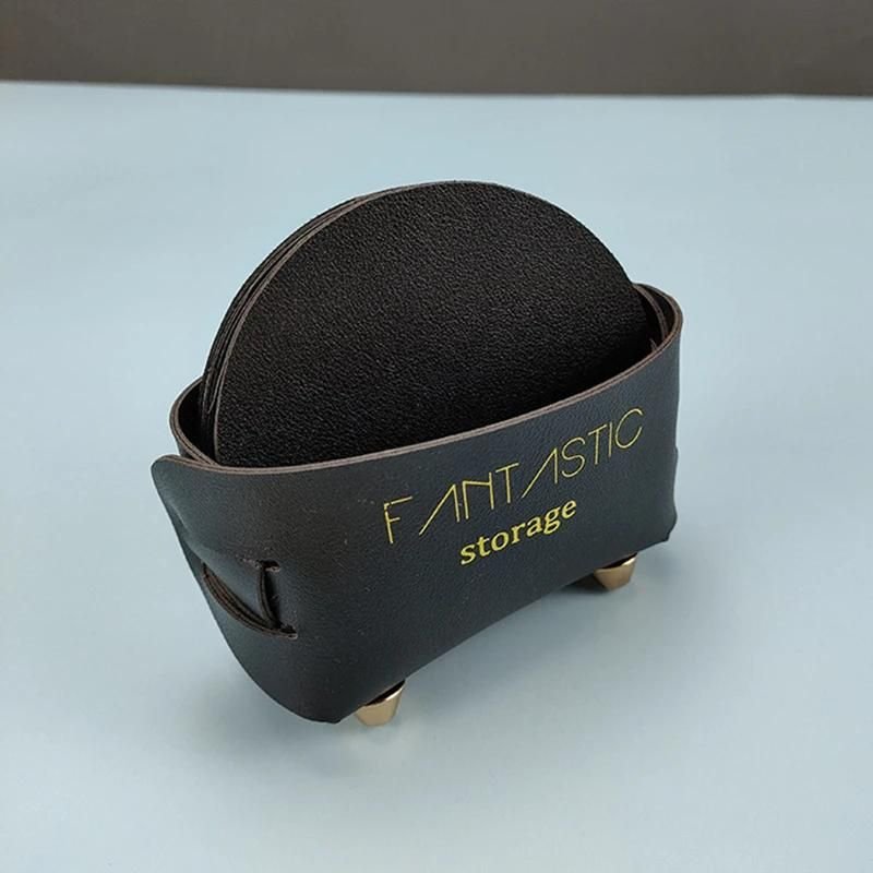 Sous-Verres En Pu Sous-Verres Avec Support Ensemble De Sous-Verres Ronds Cadeau De Pendaison De Crémaillère Pour La Cuisine À La Maison Noir,8 Sous-Verres 1 Boîte De Rangement