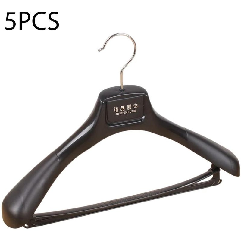Ăpaule Large Sans Couture En Plastique Porte-VĂȘtements Magasin De VĂȘtements Costume Porte-VĂȘtements Ensemble VĂȘtements Suspendu Porte-VĂȘtements Noir,5pcs,Femme 2
