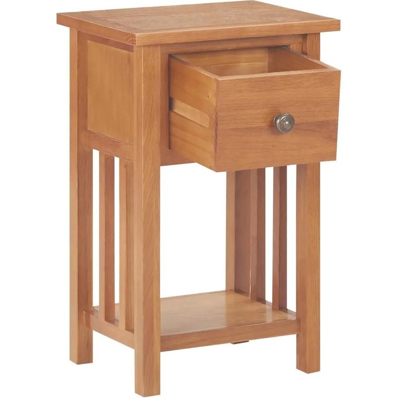 Table A Revues Avec Tiroir 35x27x55 Cm Bois De Chene Solide