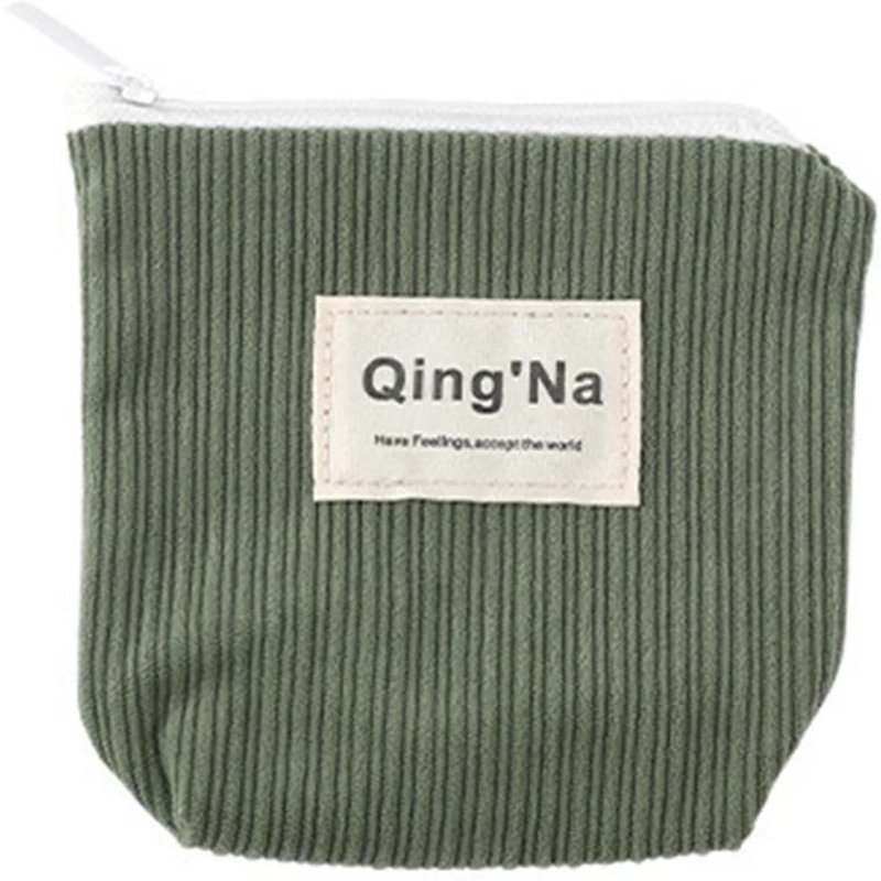 Sac De Rangement De Serviette Hygiénique Mignon Portable Grande Capacité Serviette Hygiénique Pochette Fermeture Éclair Sac De Tampon Vert