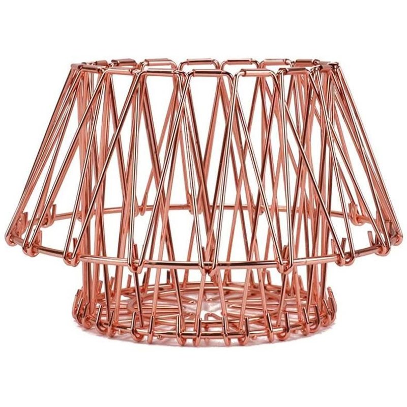 Transformable Fil Métallique Corbeille De Fruits Décoratif Flexible Stainess Organisateur De Rangement En Acier Pour Nourriture Pain Or Rose