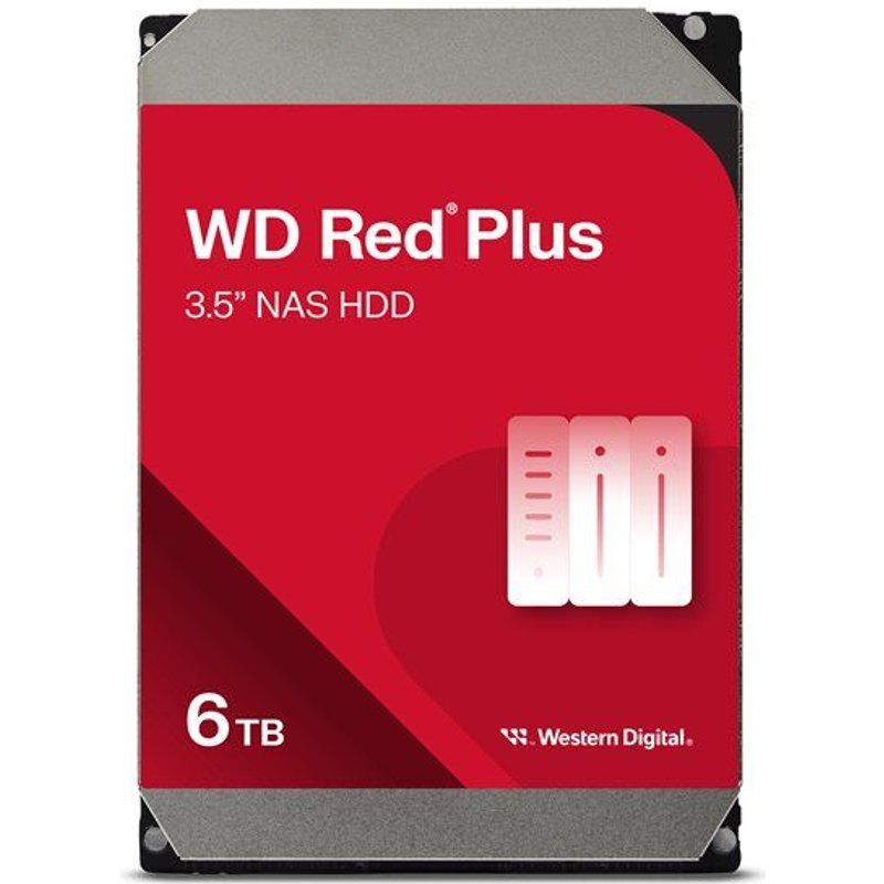 WD Red Plus WD60EFPX - Disque dur - 6 To - interne - 3.5" - SATA 6Gb/s - 5400 tours/min - mémoire tampon : 256 Mo