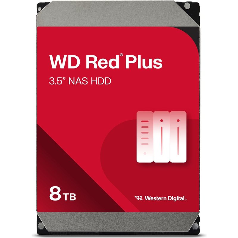WD Red Plus WD80EFPX - Disque dur - 8 To - interne - 3.5" - SATA 6Gb/s - 5640 tours/min - mémoire tampon : 256 Mo