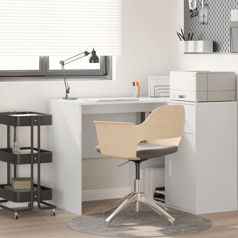 Vidaxl Bureau D'écriture Blanc Bois D'ingénierie Moyen Rangement