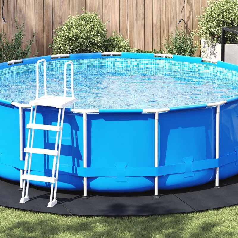 vidaXL Couvre-piscine rond Noir Plastique Ø 458 cm Couvre-piscine Rond